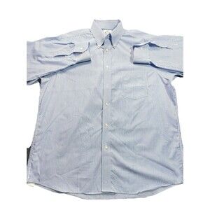 Eagle Shirtmakers Shirt Mens Blue Check 17 32/33 Non Iron Button Up Reg Fit LS